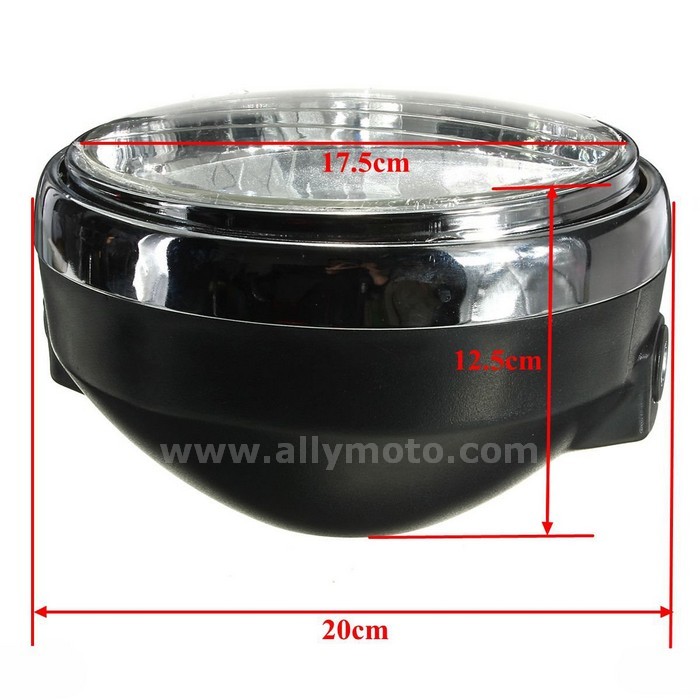 154 12V 7 Inch Round Headlight Halogen H4 Bulb Head Lamp Side Mount Style Honda Kawasaki Suzuki-Yamaha@3